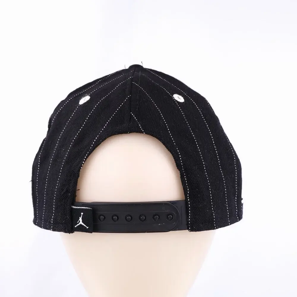 Air Jordan Barons 45 Hat Men Black Pinstripe Jumpman Snap Back Cap